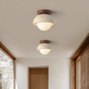 Axyaa Wind Yellow Cave Stone Ceiling Light, Small Retro Round Entrance Light