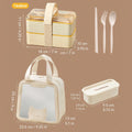 Axyaa 1440ml Double-Layer Bento Lunch Box with Cutlery - Microwave Safe