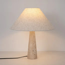 Axyaa Yellow Travertine Fabric Table Lamp: Japanese Stone Standing Lighting