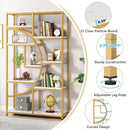 Axyaa Industrial 5 Tier Bookcase: Freestanding Tall Display Shelf Organizer