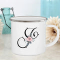 Axyaa Flower Mugs - Creative Enamel Coffee Cups Handle Drinkware for Wedding Gifts