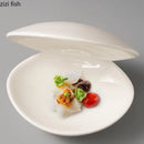 Axya White Ceramic Dinner Plate: Creative Molecular Cuisine Tableware
