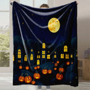 Axyaa Halloween Pumpkin Print Flannel Blanket - Cozy Office & Home Gift