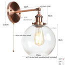 Axyaa Glass Globe LED Wall Light - Rustic Vintage Industrial Mirror Fixture
