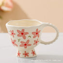 Axyaa Ceramic Breakfast Cup Goblet Mug Oat High Value Small Fresh Floral Cream