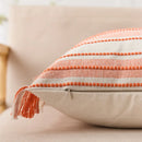 Axyaa Striped Pillowcase with Tassel Detail for Home Sofa Decor