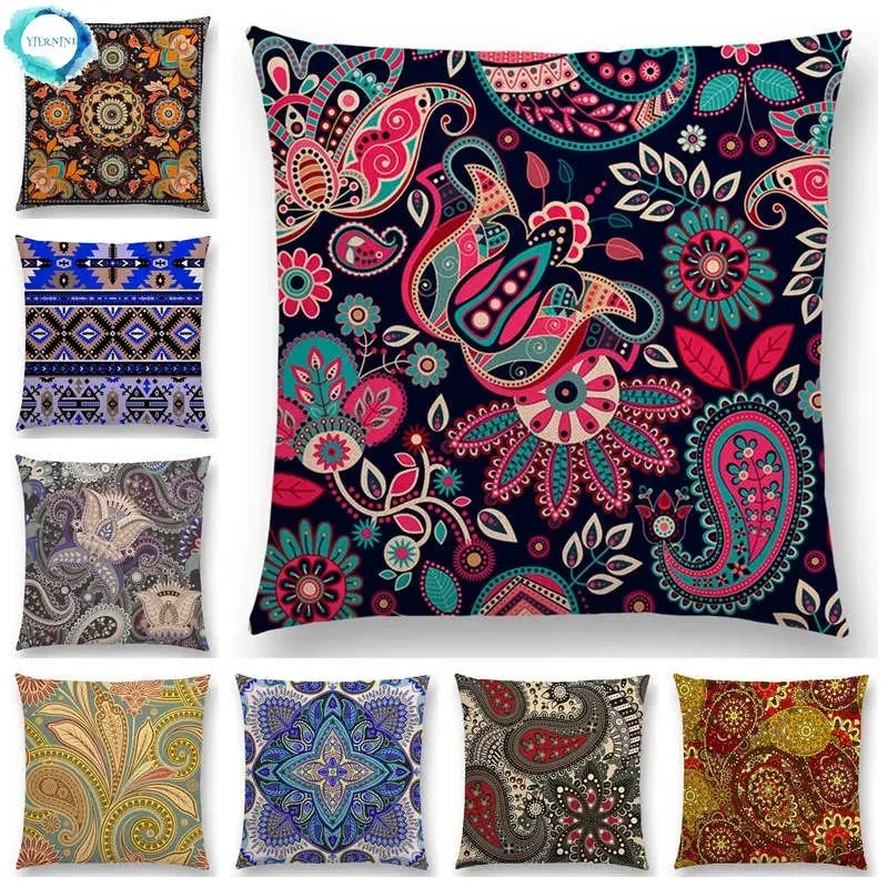 Axyaa Boho Paisley Floral Navajo Geometric Fantasy Pillowcase Suite.