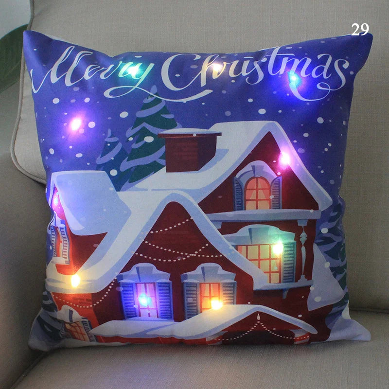 Axyaa LED Santa Claus Cushion Cover: Festive Light-Up Pillowcase for Home Decor