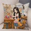 Axyaa Fairy Tale World Pillowcase: Cartoon Pattern Decor for Living Room or Children's Room