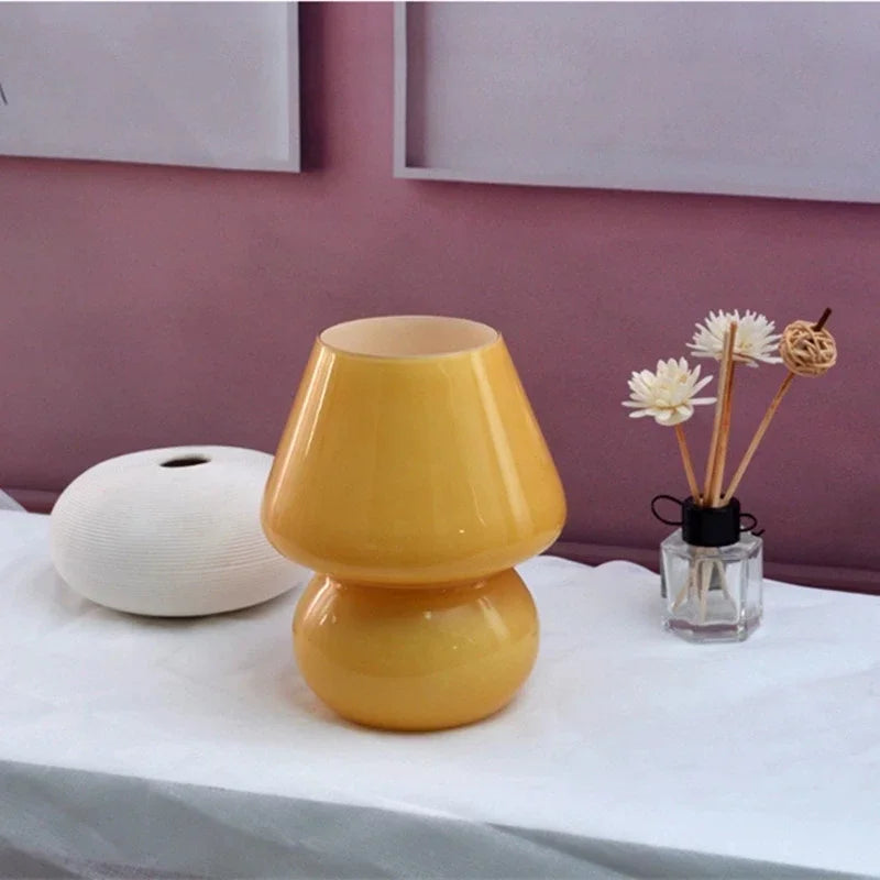 Glass LED Desk Light Mushroom Table Lamp Axyaa Korean Style Striped Bedside Lamp