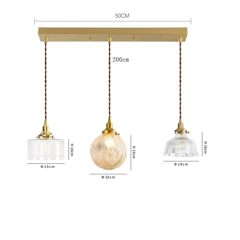 Axyaa Clear Glass LED Pendant Light: Nordic Style Copper Hanging Lamp