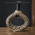 Axyaa Geometric Rattan Vase Straw Plaited Floral Arrangement Home Decor Accessories