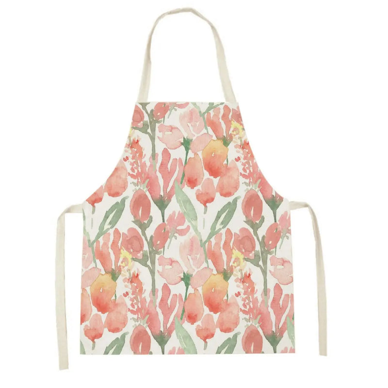 Axyaa Pink Tulip Kitchen Apron for Men and Women - Minimalist Floral Plant Design