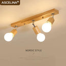 Axyaa Nordic Wooden Ceiling Light - Adjustable Single & Three Head Fixtures