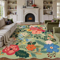 Axyaa Retro Floral Luxury Living Room Carpet - Plush Large Area Rug
