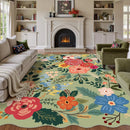 Axyaa Retro Floral Luxury Living Room Carpet - Plush Large Area Rug