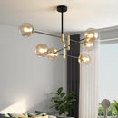 Axyaa Modern Glass Chandeliers for Dinning Room Living Room Bedroom, Golden/Black Lamps