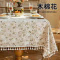 Axyaa Floral Tassel Edge Tablecloth Rectangle Cover - Pastoral Style