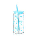 Axyaa Bow Flower Plastic Water Bottle with Wooden Lid and Straw