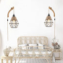 Axyaa Minimalist Wood and Rope Wall Light with Switch for Dining Bar Bedroom