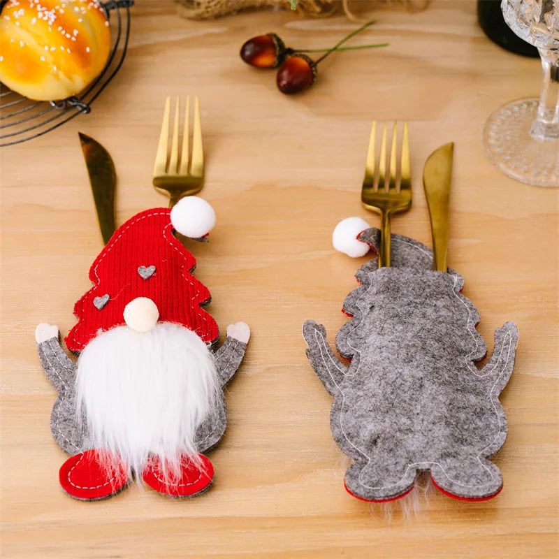 Axyaa Rudolph Christmas Cutlery Holder Set - Festive Tableware Decor