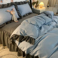 Axyaa Princess Style Bedding Set - Woman's Solid Color Ruffles Duvet Cover & Sheets