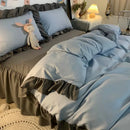 Axyaa Princess Style Bedding Set - Woman's Solid Color Ruffles Duvet Cover & Sheets