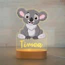 Axyaa Acrylic USB NightLight with Custom Name, Animal Design for Kids' Bedroom Décor