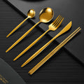 Axyaa Stainless Steel Cutlery Set - Coffee Spoon, Dinner Fork, Knife - Glossy Flatware