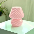 Axyaa Striped Mushroom LED Desk Lamp - Korean Ins Style Bedside Glass Light
