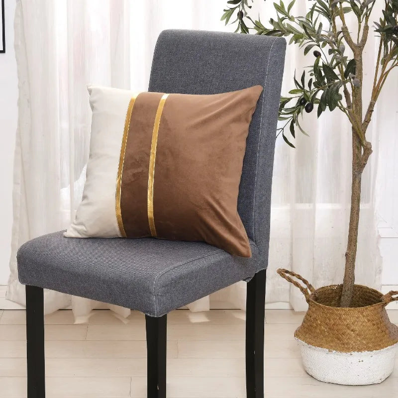 Axyaa Velvet Gold Splice Cushion Cover 45x45cm - Nordic Light Luxury Home Decor Patchwork Pillowcase