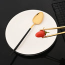 Axyaa 24Pcs Black Gold Cutlery Set Stainless Steel Tableware Luxury Dinnerware