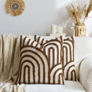 Axyaa Chenille Floral Pillow Cover 45x45cm in Beige Brown Pink Orange