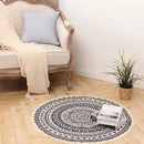 Axyaa Nordic Style Cotton Linen Round Carpets Boho Retro Handmade Floor Mats
