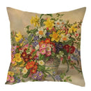 Axyaa Vintage Flowers & Birds Oil Painting Pillow Cover