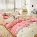 Axyaa Cartoon Floral Print Polyester Full Size Bedding Set with Soft Duvet Cover & Flat Sheet
