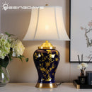 Chinese American Jingdezhen Ceramic Desk Lamp Bedside Living Room Club Hotel Villa TableView by Axyaa