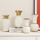 Axyaa Elegant White Ceramic Vase with Water Nourishing Rose Flower Arrangement