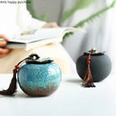 Axya Persimmon Tea Storage Jar with Cover - Small Sealed Ceramic Canister