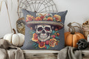 Axyaa Day of the Dead Skull Floral Hat Pillow Cover