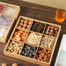 Axyaa Bamboo Snacks Platter with Lid - Nine Lattice Dried Fruit & Nut Tray