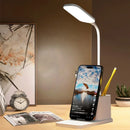 Axyaa LED Desk Lamp with Phone Holder & Pen Holder - Rechargeable Dimming Reading Light