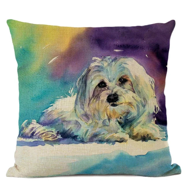 Cute Bulldog Hand-Painted Linen Pillowcase by Axyaa Teddy Collection