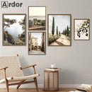 Axyaa Green Tree Landscape Canvas Print - Nordic Living Room Wall Art Decor