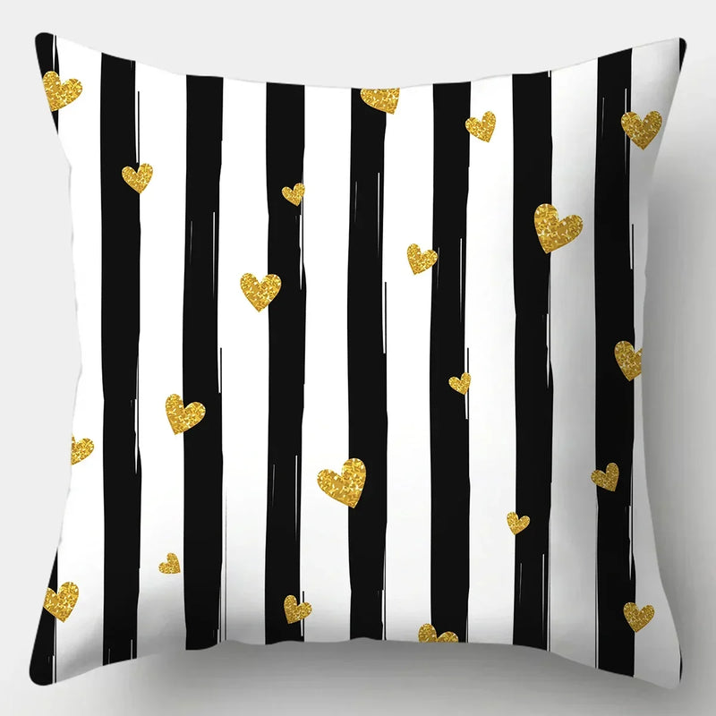 Axyaa Black White Modern Cushion Cover 45x45cm Polyester Decorative Pillow Case