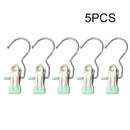Axyaa Stainless Steel Clothespins Laundry Pegs With Hook - 5pc Organize Wardrobe