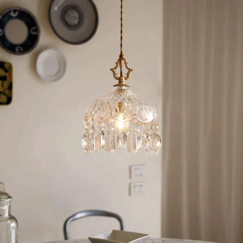 Axya Retro Glass LED Chandelier Pendant Lamp for Bedroom & Restaurant