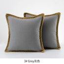 Axyaa Farmhouse Christmas Cotton Linen Pillow Cover Set in Grey Red