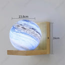 Axyaa Glass Planet Wall Lamp: Solid Wood Fixture for Bedroom and Living Room