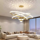 Axyaa Starry Sky Projection LED Chandelier with Remote Control, Black & Golden Pendant Lights